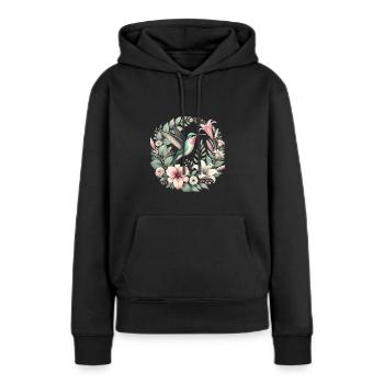 Exotique - Sweat à capuche Premium bio Femme - noir - Devant - Julia (174cm)