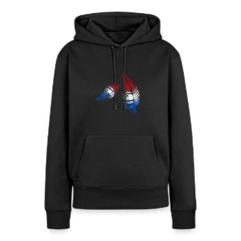 Federn rot weiß blau - Frauen Premium Bio Hoodie - Schwarz - Vorne - Julia (174cm)