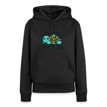 Tortues détendues - Sweat à capuche Premium bio Femme - noir - Devant - Julia (174cm)