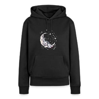 Cadeau d'astronaute astronomie lune - Sweat à capuche Premium bio Femme - noir - Devant - Julia (174cm)