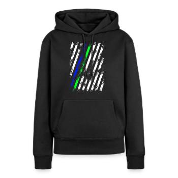 Stripes Weiß Blau Grün - Frauen Premium Bio Hoodie - Schwarz - Vorne - Julia (174cm)