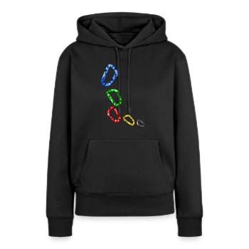 Karabiner - Frauen Premium Bio Hoodie - Schwarz - Vorne - Julia (174cm)