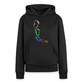 Karabiner - Frauen Premium Bio Hoodie - Schwarz - Vorne - Julia (174cm)