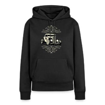 US Old Car - Sweat à capuche Premium bio Femme - noir - Devant - Julia (174cm)