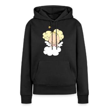 Little angel smile - Sweat à capuche Premium bio Femme - noir - Devant - Julia (174cm)