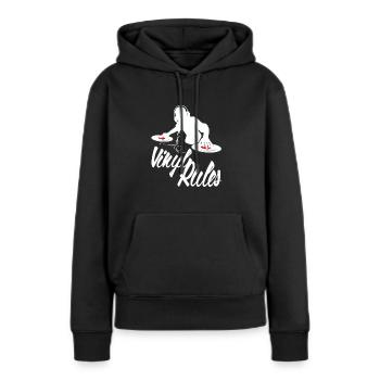 Vinyle Deejay - Sweat à capuche Premium bio Femme - noir - Devant - Julia (174cm)