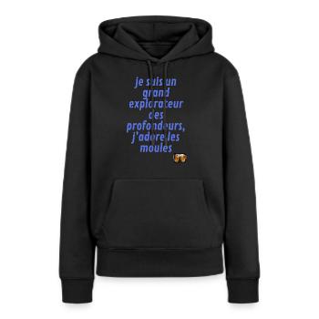 je suis explorateur - Sweat à capuche Premium bio Femme - noir - Devant - Julia (174cm)