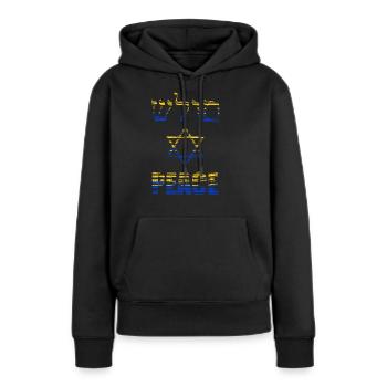 Paix et shalom pour l’Ukraine - Sweat à capuche Premium bio Femme - noir - Devant - Julia (174cm)