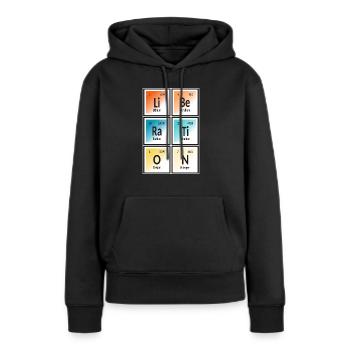 Befreiung | Periodensystem der Elemente - Frauen Premium Bio Hoodie - Schwarz - Vorne - Julia (174cm)