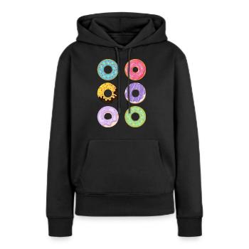groupe de donuts - Sweat à capuche Premium bio Femme - noir - Devant - Julia (174cm)