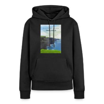 Falaises de moher - Sweat à capuche Premium bio Femme - noir - Devant - Julia (174cm)