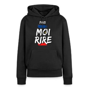FAIS MOI RIRE - Sweat à capuche Premium bio Femme - noir - Devant - Julia (174cm)
