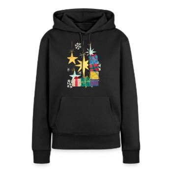 Cadeau - Sweat à capuche Premium bio Femme - noir - Devant - Julia (174cm)