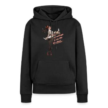Salutations de la cuisine - Sweat à capuche Premium bio Femme - noir - Devant - Julia (174cm)