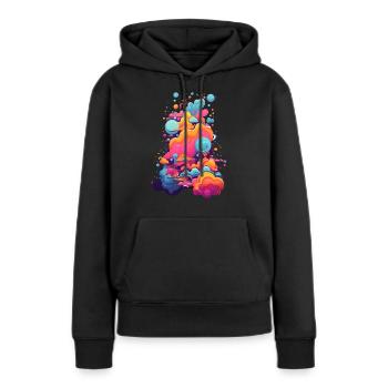 Hypnotisches Universum: Farben und Formen im Erwachen - Frauen Premium Bio Hoodie - Schwarz - Vorne - Julia (174cm)