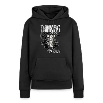 Ours vaudou - Sweat à capuche Premium bio Femme - noir - Devant - Julia (174cm)