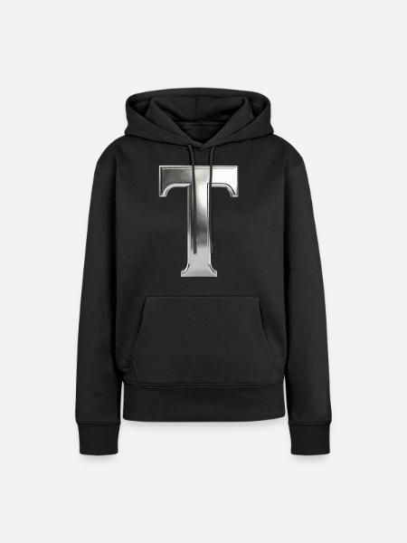 Chrome ,, T " Metallic - Frauen Premium Bio Hoodie - Schwarz