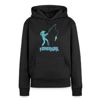 Fishergirl - Frauen, die fischen - Frauen Premium Bio Hoodie - Schwarz - Vorne - Julia (174cm)
