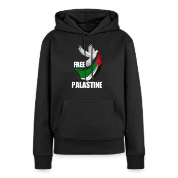 Free Palestine Design – Statement für Frieden - Frauen Premium Bio Hoodie - Schwarz - Vorne - Julia (174cm)