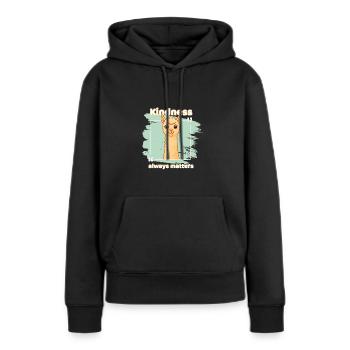 L’amabilité compte – Alpagas moelleux - Sweat à capuche Premium bio Femme - noir - Devant - Julia (174cm)