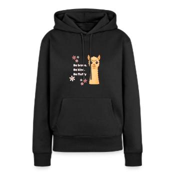 Soyez courageux – des alpagas moelleux - Sweat à capuche Premium bio Femme - noir - Devant - Julia (174cm)