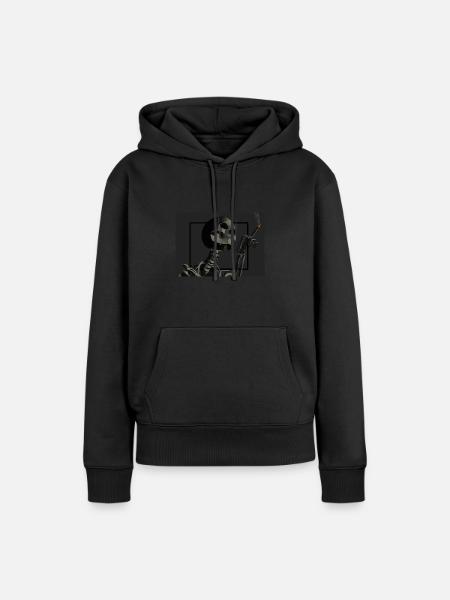 Skelett raucht Zigaretten - Frauen Premium Bio Hoodie - Schwarz