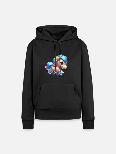 Pony - Frauen Premium Bio Hoodie - Schwarz