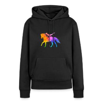 Voltige acrobatie équitation cheval coloré - Sweat à capuche Premium bio Femme - noir - Devant - Julia (174cm)