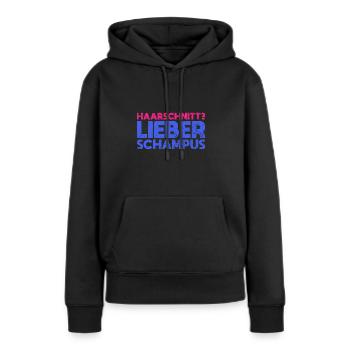 Haarschnitt? Lieber Schampus - Frauen Premium Bio Hoodie - Schwarz - Vorne - Julia (174cm)