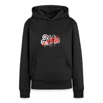Combattant - Sweat à capuche Premium bio Femme - noir - Devant - Julia (174cm)