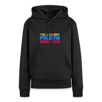 Le papa gourou du pliage de linge - Sweat à capuche Premium bio Femme - noir - Devant - Julia (174cm)