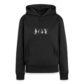 JOIE! Lettre de fleur personnalisable - Sweat à capuche Premium bio Femme - noir - Devant - Julia (174cm)