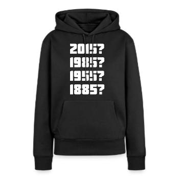 Fluxkompensator Voyage dans le temps Machine dans le temps Delorean - Sweat à capuche Premium bio Femme - noir - Devant - Julia (174cm)