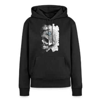 Totenschädel und Schmetterling - Frauen Premium Bio Hoodie - Schwarz - Vorne - Julia (174cm)