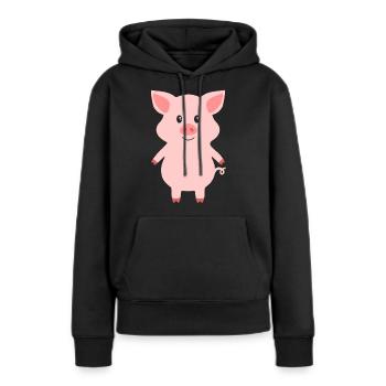 porc - Sweat à capuche Premium bio Femme - noir - Devant - Julia (174cm)