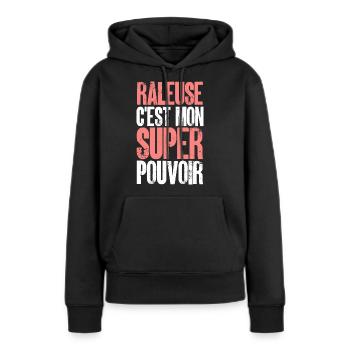 femme râleuse super pouvoir - Sweat à capuche Premium bio Femme - noir - Devant - Julia (174cm)