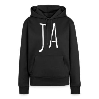 ja - Frauen Premium Bio Hoodie - Schwarz - Vorne - Julia (174cm)