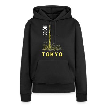 Tokyo - Sweat à capuche Premium bio Femme - noir - Devant - Julia (174cm)