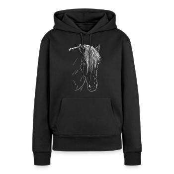 Cheval - Sweat à capuche Premium bio Femme - noir - Devant - Julia (174cm)