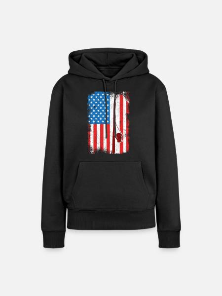 4. Juli Angeln - Frauen Premium Bio Hoodie - Schwarz