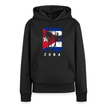 Drapeau de Cuba Caraïbes Vacances Cuba Voyage La Havane - Sweat à capuche Premium bio Femme - noir - Devant - Julia (174cm)