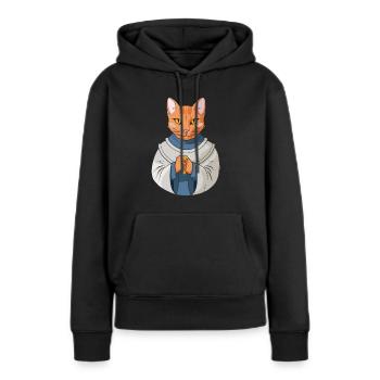 Chat chrétien chrétien - Sweat à capuche Premium bio Femme - noir - Devant - Julia (174cm)