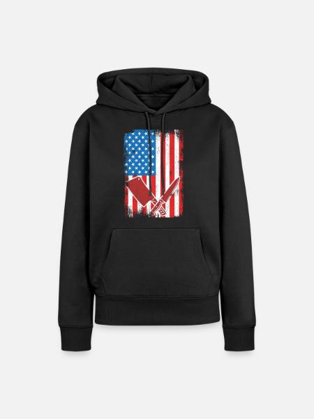 US Flagge Schlachter - Frauen Premium Bio Hoodie - Schwarz