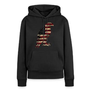 Drapeau américain Eagle Silhouette American Heritage 2 - Sweat à capuche Premium bio Femme - noir - Devant - Julia (174cm)
