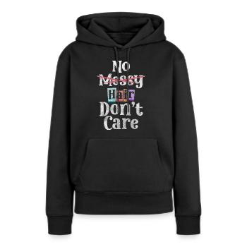 Haarlos Kahl Friseur Mütze - Frauen Premium Bio Hoodie - Schwarz - Vorne - Julia (174cm)