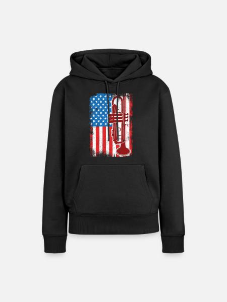 4. Juli USA Trompeter - Frauen Premium Bio Hoodie - Schwarz