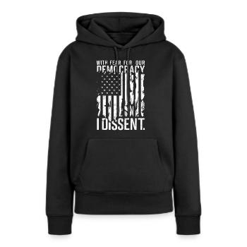 Mit Angst um unsere Demokratie Dissens Lustig - Frauen Premium Bio Hoodie - Schwarz - Vorne - Julia (174cm)