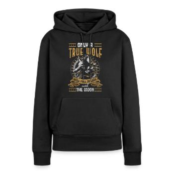Wölfe Rudel Mond Natur - Frauen Premium Bio Hoodie - Schwarz - Vorne - Julia (174cm)