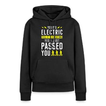 E-Scooter Elektrisch - Frauen Premium Bio Hoodie - Schwarz - Vorne - Julia (174cm)