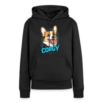 Corgy Dog UK - Frauen Premium Bio Hoodie - Schwarz - Vorne - Julia (174cm)